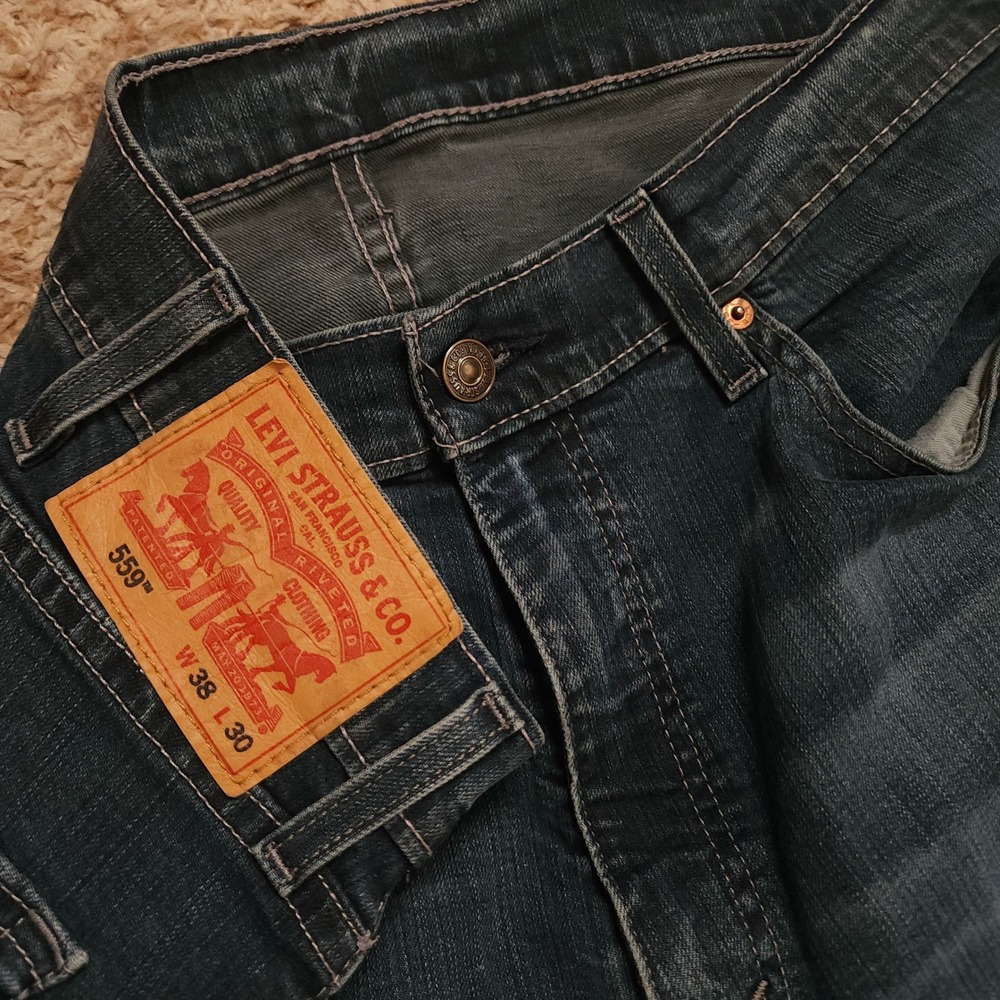 Levi's 559 Relaxed Straight Jeans Mens 38x30 Blue Medium Wash WaterLess Denim